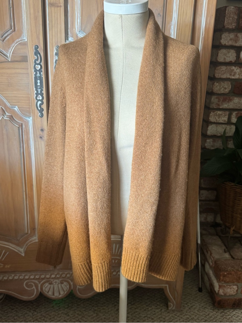 Max Studio Open-Front Shawl Collar Cardigan - Camel